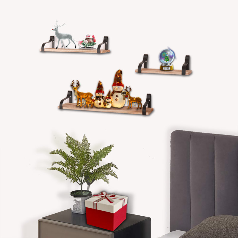 Tablette en bois massif 3 pièces Turbotville