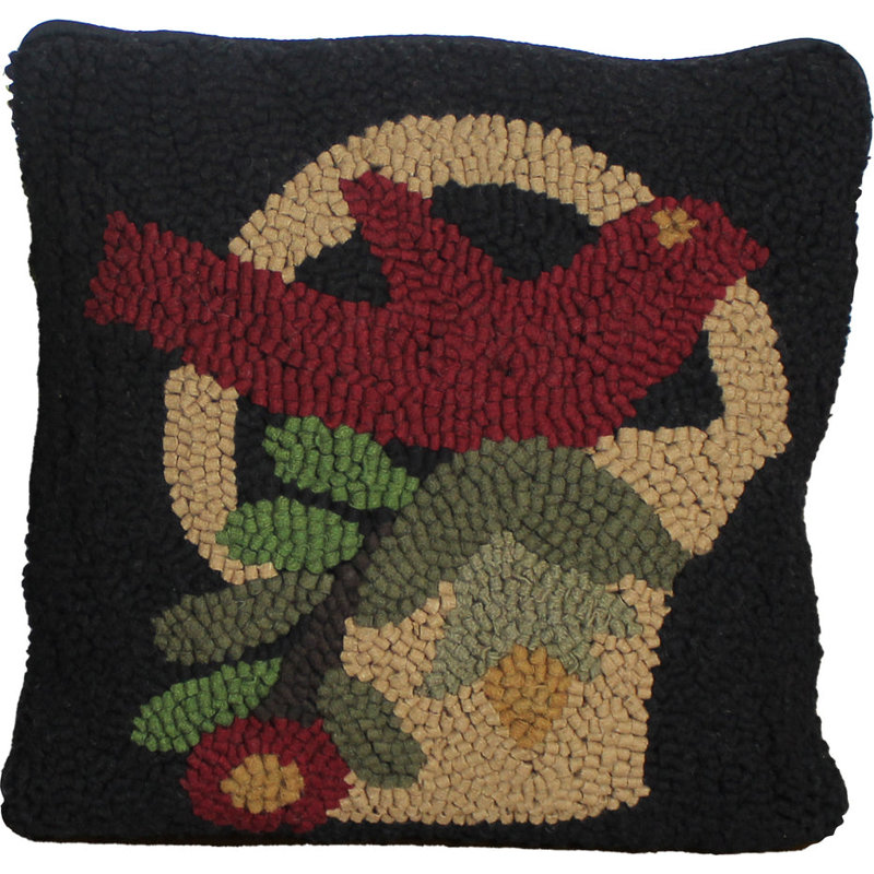 Coussin décoratif réversible en laine noire 