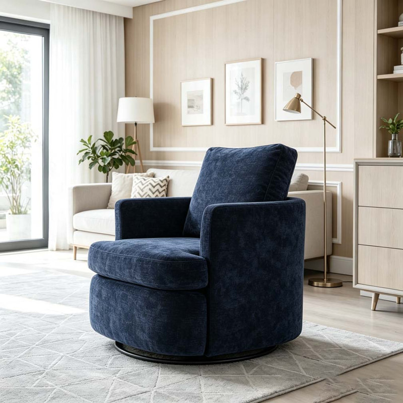 Fauteuil demi-tonneau pivotant à 360 degrés, Bleu