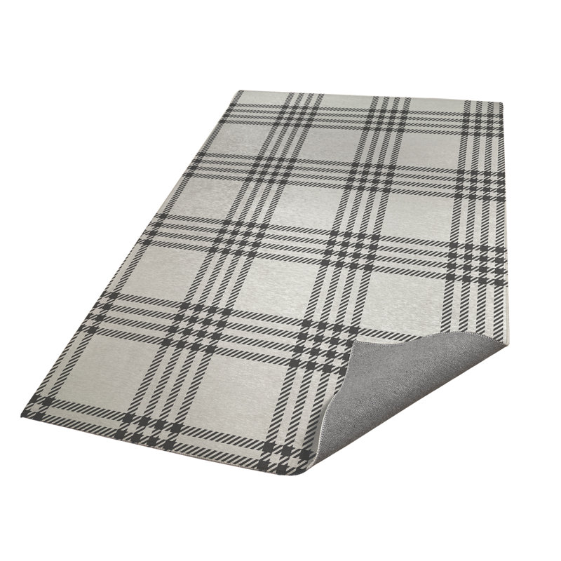 Christopher's Plaid Kids Play Mat, Rectangle 5' x 7', Ivory/Charcoal