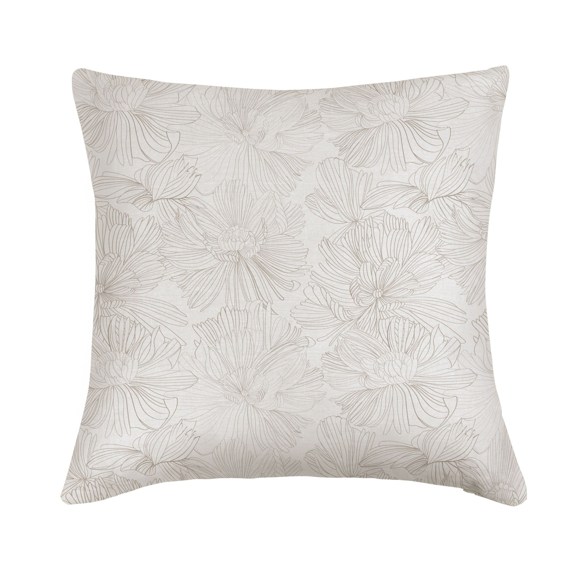 20" X 20" French Linen Throw Pillow, Cream & Putty Floral