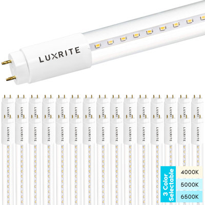 18 Watt (32 Watt Equivalent), T8 LED Tube Light, Color Selectable CCT, Type A+B, G13/Bi-pin Base -  Luxrite, LR34236-30PK