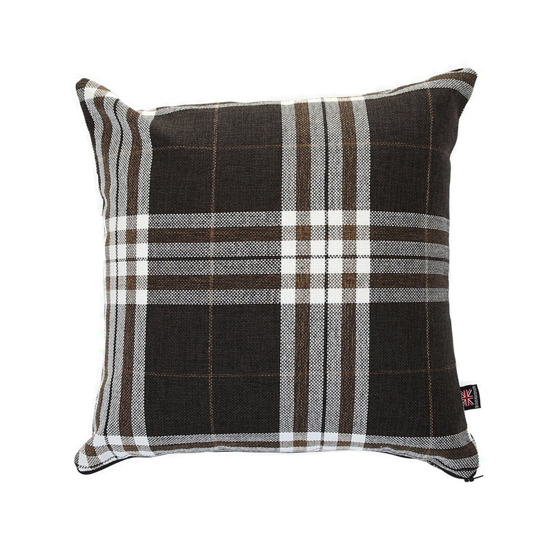 Chagnon Plaid Square Cushion, 43cm x 43cm, Black
