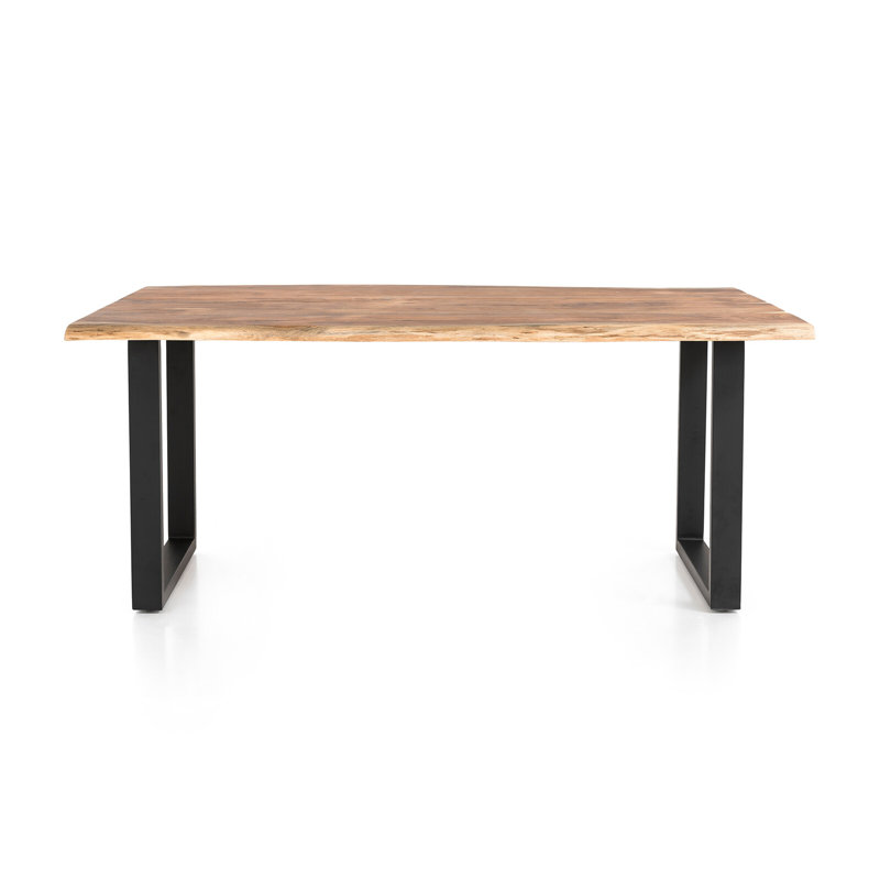 Alam Acacia Solid Wood Top Metal Base Dining Table, 75cm H x 110cm W x 220cm L