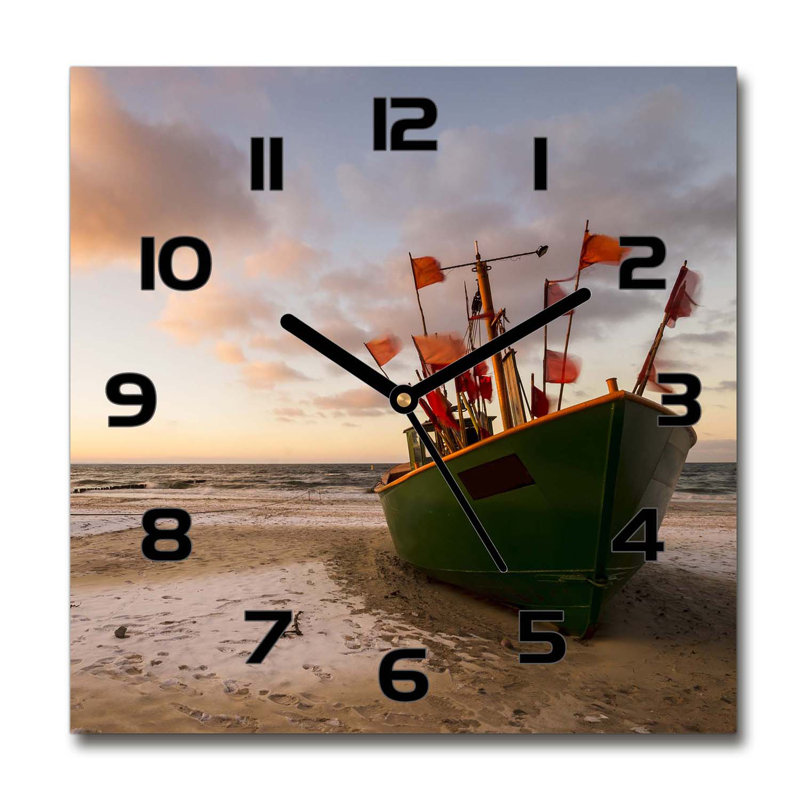 Hardunn Glass Wall Clock, Black/Brown/Green