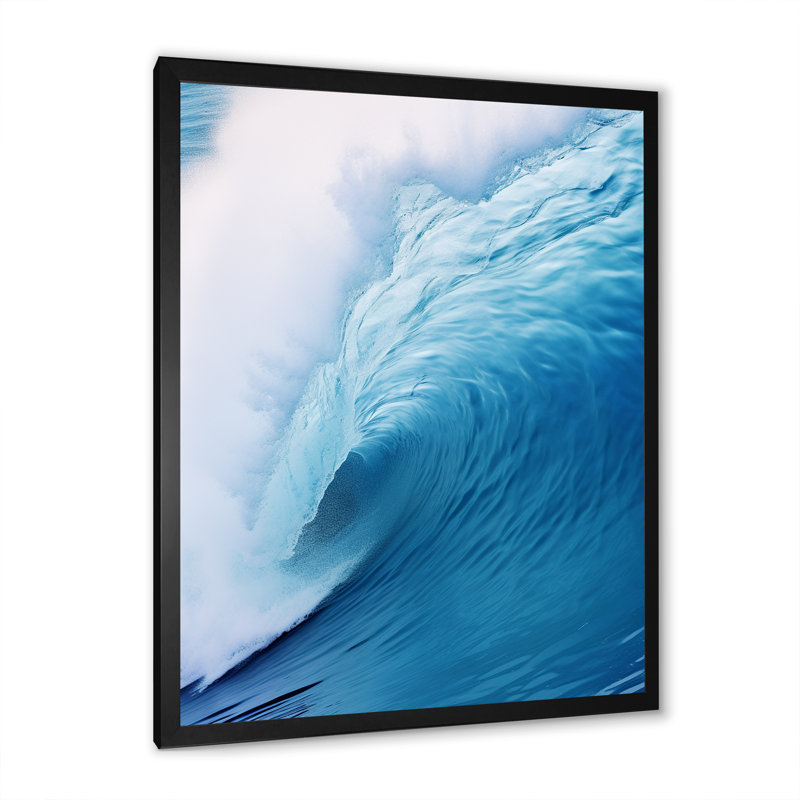 «Blue Wave Blue Wonder» sur toile, H 32 po x l 16 po x P 1 po, Cadre photo noir