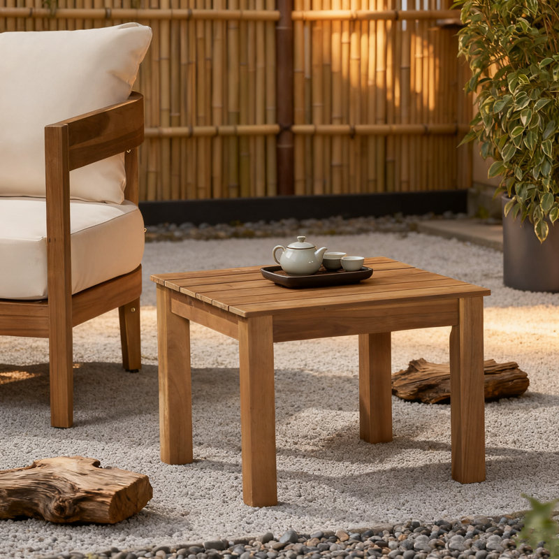 Table d'appoint d'extérieur carrée Minimalist, Brun