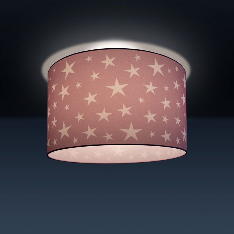 Caudillo Fabric Flush Ceiling Light, Pink