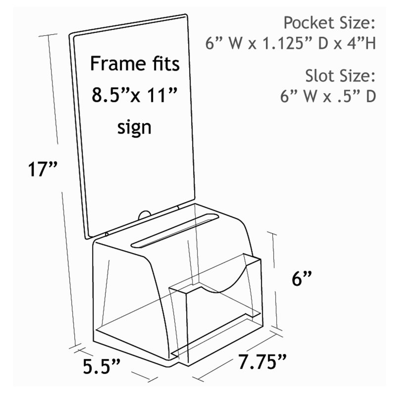 Boîte de loterie transparente transparente avec poche