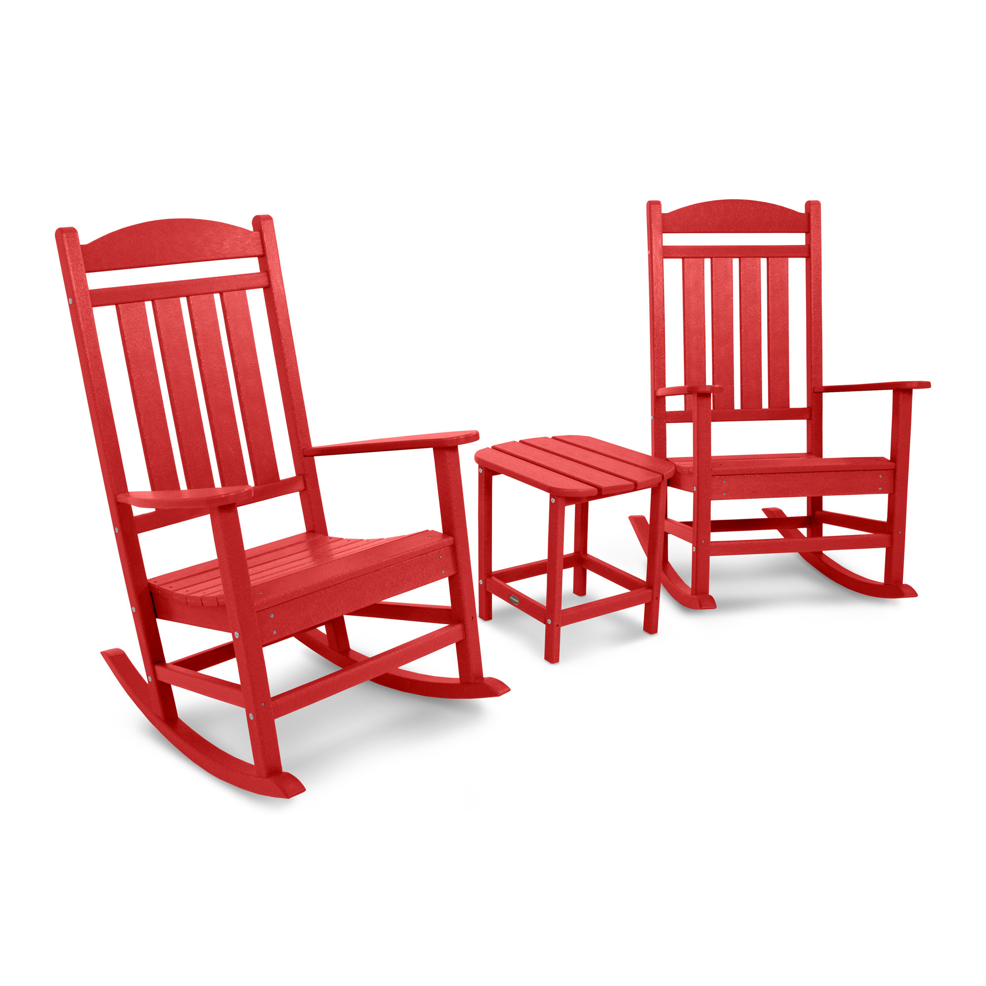 POLYWOOD Presidential Rocker 3-Piece Set, Sunset Red