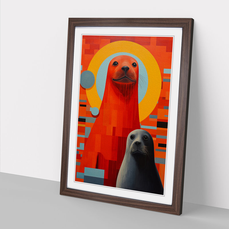 Seal Constructivism - Single Picture Frame Print on Wood, Walnut, 34cm H x 25cm W x 2cm D