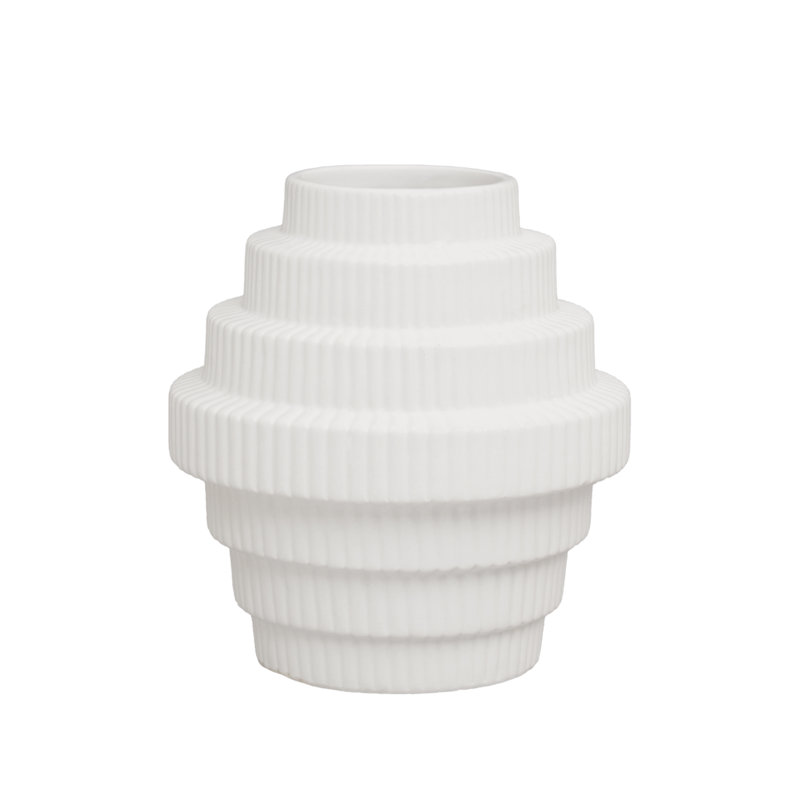 Antonietto Earthenware Table Vase, White, 16cm H x 15cm W x 15cm D