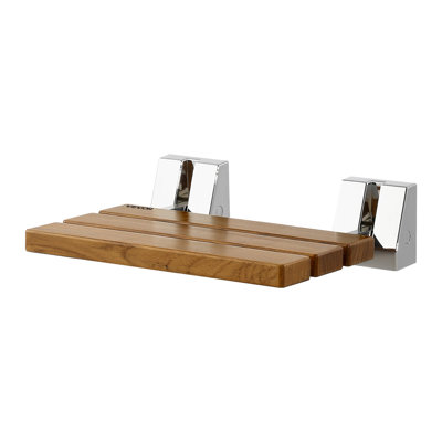 Siège de douche pliable fixé au mur, banc de douche pliable en teck de 15,7 po, siège de couloir de salle de bain rabattable avec structure en acier inoxydable pour personnes âgées de 330 lb et imperméable et facile à nettoyer