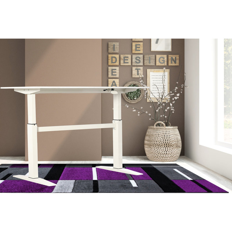 Bureau manuel réglable de 47 po en blanc pour bureau, option rectangulaire, ergonomique