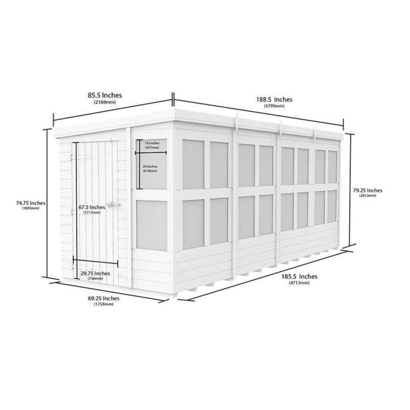 16ft x 6ft Pent Potting Shed