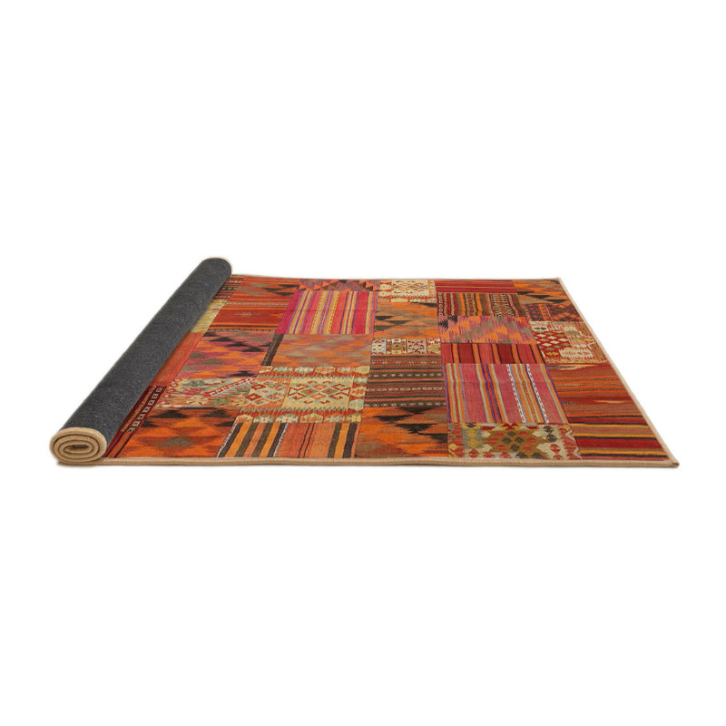 Tapis de zone orange/brun contemporain Ebbo, Rond 4 pi