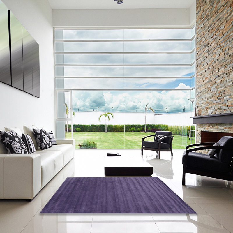 Tapis de zone mauve contemporaine, Carré 3 pi