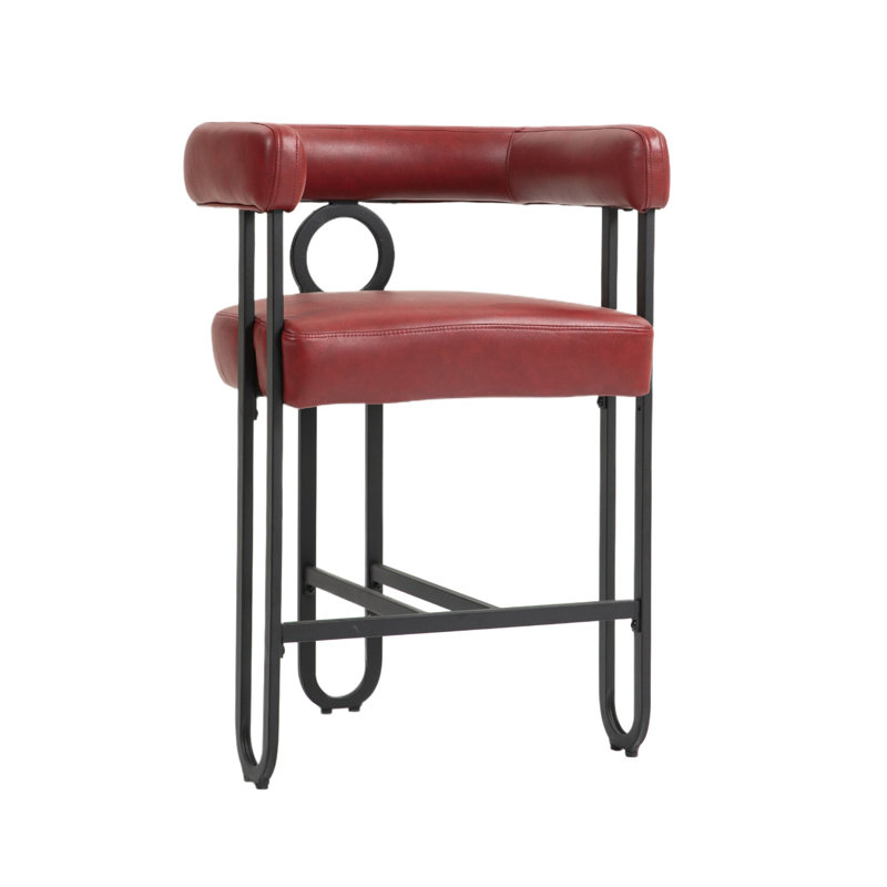 Chaise d'appoint avec structure en métal, chaise rembourrée, chaise simple rembourrée pour l'intérieur, Rouge vin