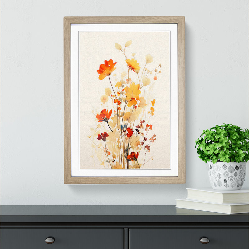 Wildflowers Minimalism - Framed Print, Oak , 34cm H x 25cm W x 2cm D