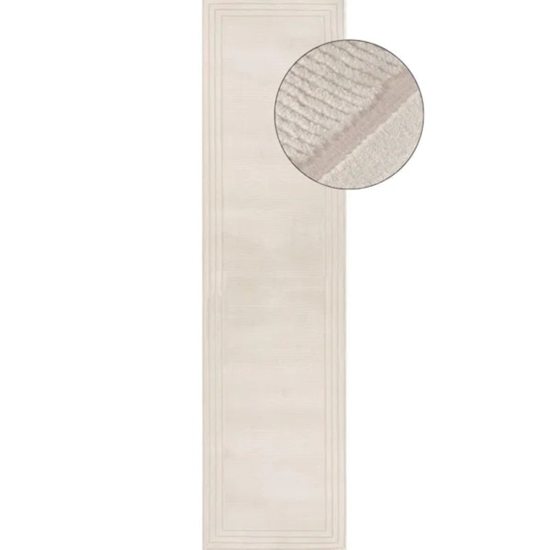 Carmel Modern Bordered Cream Area Rug, Runner 80 x 300 cm