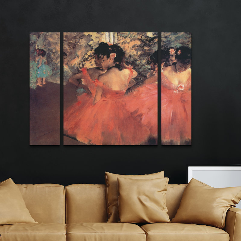 Ensemble de 3 panneaux muraux - Marcus Jules «Ballerine», art mural sur toile pour le salon, la chambre à coucher ou le bureau 