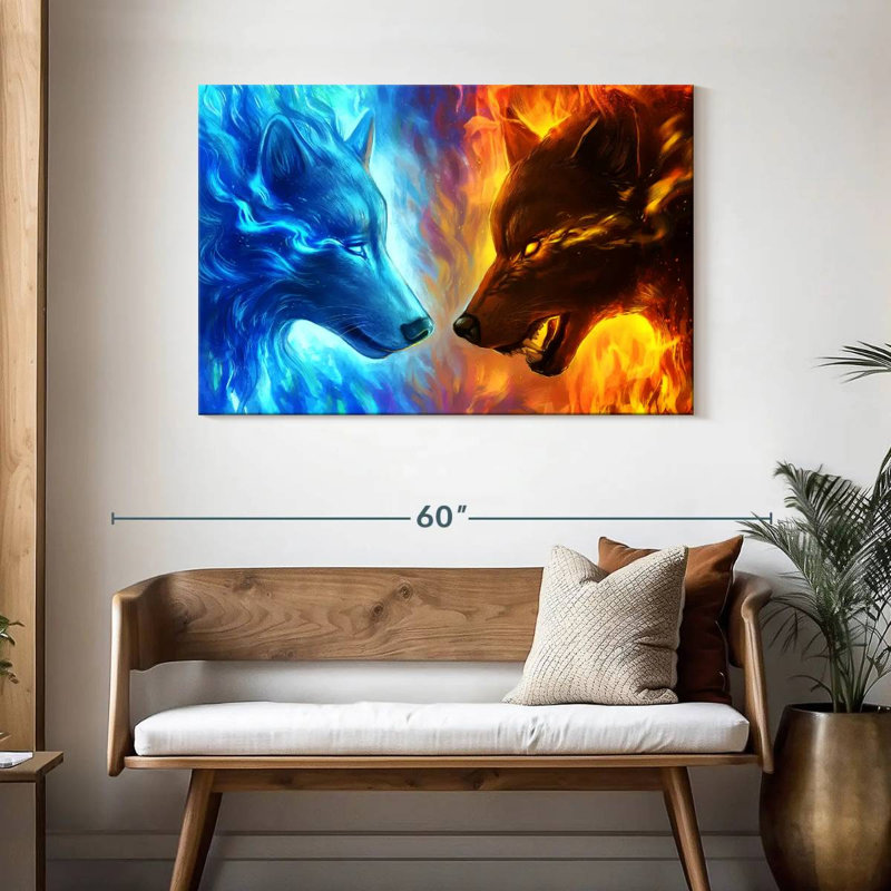 Loups de feu et de glace Brampt, H 30 po x l 45 po