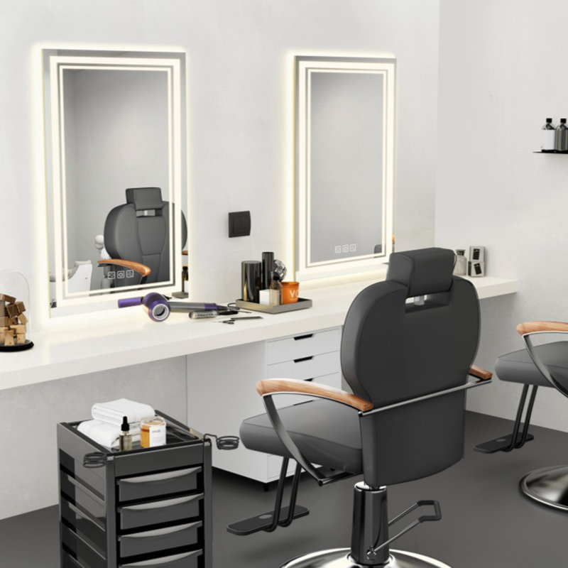 Miroir de salle de bain à DEL 40 po x 32 po à l'avant et à l'arrière, désembuage 5 minutes, miroir de meuble-lavabo mural 5 mm à réflexion intégrale HD, 3 couleurs à intensité variable à intensité variable, CRI90 +, fonction de mémoire (à br