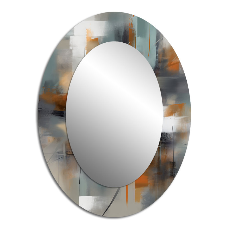Abstrait abstrait Shapes III - miroir mural moderne orange, 40" x 30"