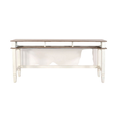 Dean Console Table, USB and Cubbies, 76 Inch Rectangular Brown, White
