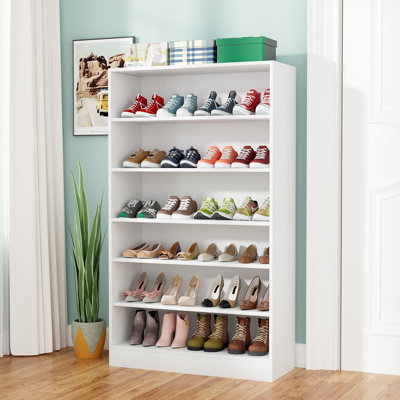 Armoire de rangement pour chaussures 30 paires, étagère à chaussures haute avec tablettes ouvertes