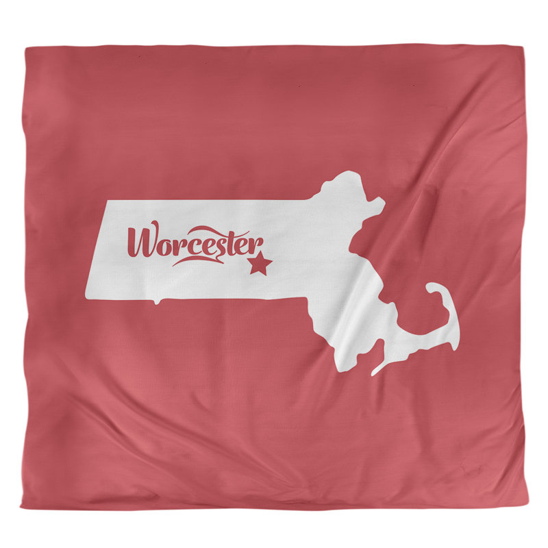 Housse de couette simple Massachusetts, Rouge, Housse de couette pour très grand lit, Polyester brossé
