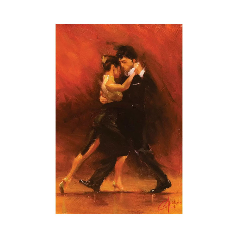 «Red Tango II» par Christopher Clark, reproduction d'art, H 12 po x l 8 po x P 0,75 po, Toile tendue