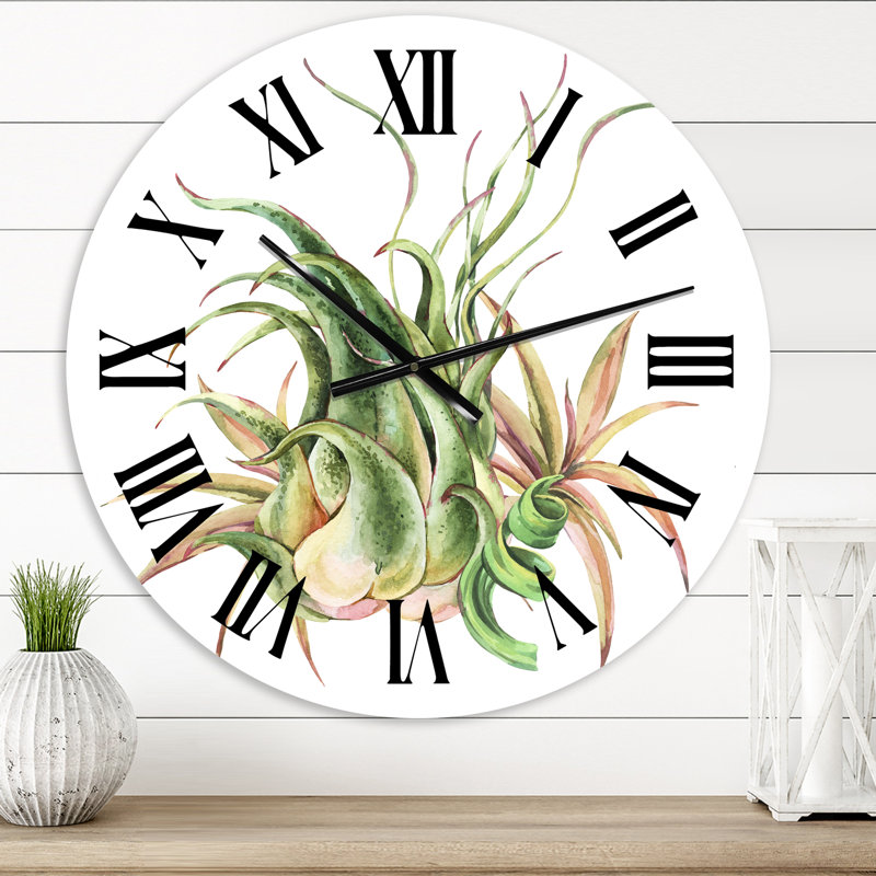 Succulent plante tropicale - horloge murale, Moyen