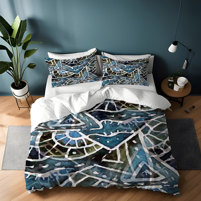 Polyester Abstract Duvet Cover, Twin Duvet Cover + 1 Queen Sham