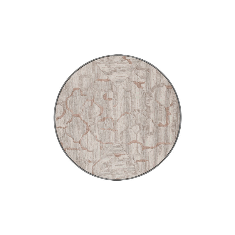 Machine Washable Gray Area Rug, Round 4'
