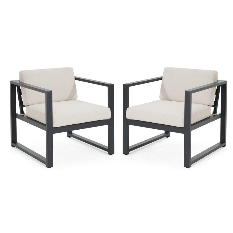 Withernsea Metal Outdoor Lounge Chair, Beige