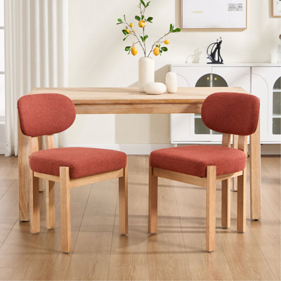 Wooden Dining Chairs Set of 2, Modern Fabric Upholstered Dining Room Chair Kitchen Chairs, Farmhouse Dinner Chair for Kitchen Dining Room