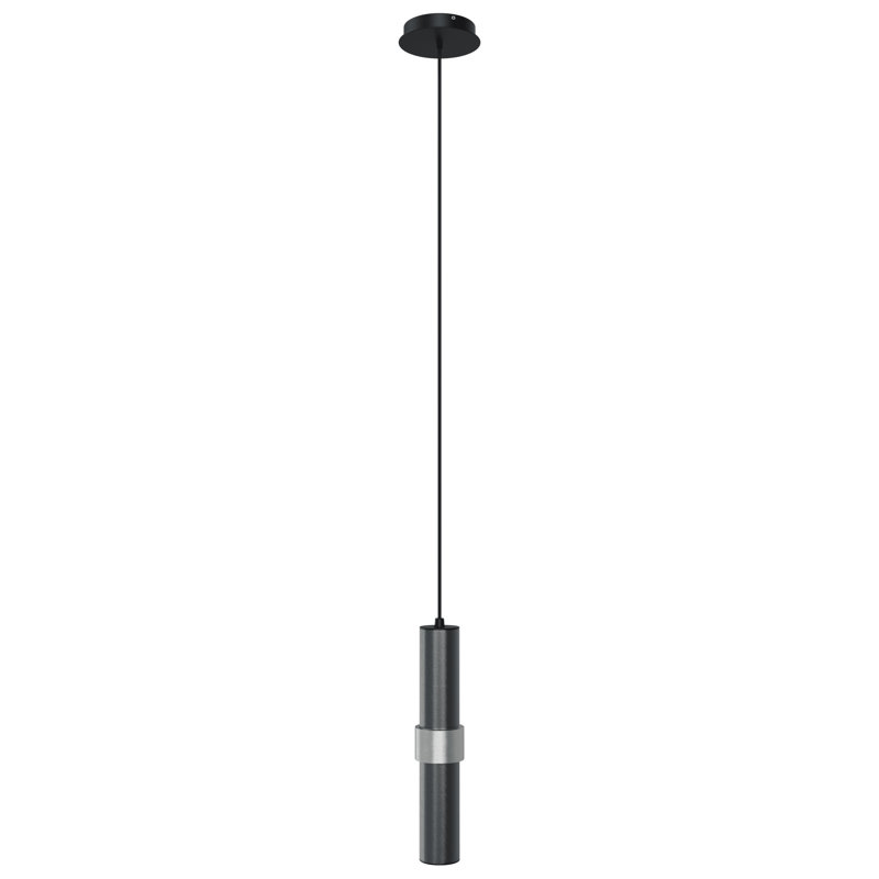Luminaire suspendu cylindrique unique 1 lumières Raceland, Gris foncé / gris pâle