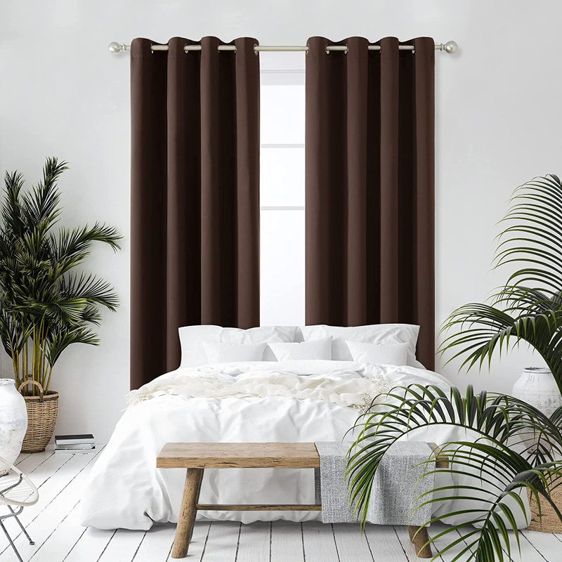 Hisao Room Darkening Curtain Pair, Dark Brown, 140 W x 260 D cm
