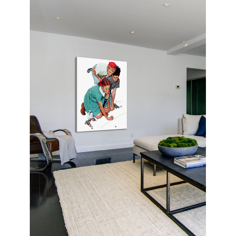 « marbles champ » par norman rockwell, reproduction d’art sur toile tendue, H 29 po x l 24 po