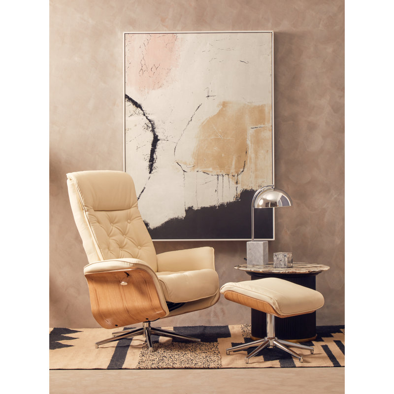 Zora 83cm Wide Swivel Standard Recliner, ivory