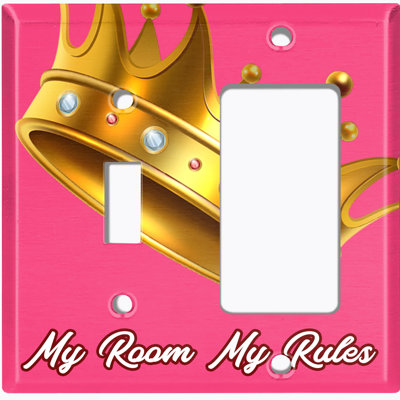 Plaque murale d'interrupteur à bascule rose My Gang My Rules Princess