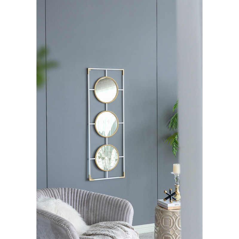 Cadre doré et blanc 15,5 x 43,5 po avec miroir