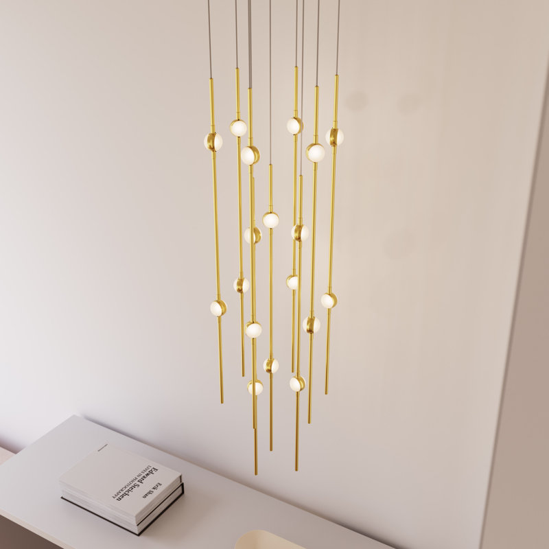 Constellation - Aries 12" Round LED Pendant - Satin Nickel Fixture - White Optical Acrylic Shade - 3000K - 120" Cable, 3000K