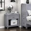 Table de chevet de chambre à coucher au design classique, 1 tiroir et rangement, poignées en nickel poli, sans assemblage, style 24 po x 16 po, avec glissières à roulement, tablette inférieure pour le rangement, assemblage-493645109