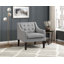 Fauteuil d'appoint Ginna, polyester capitonné à boutons bleu mer-133658838