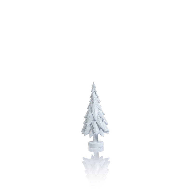 '6.75" Tall Decorative Spruce Trees, Set of 2, White
