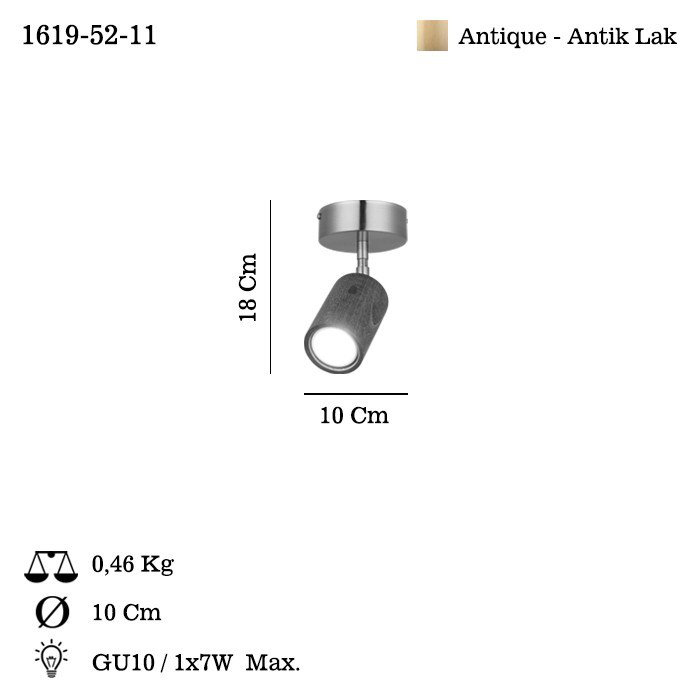 Lustre antique en laque avec corps en métal, ampoule GU10 de 7 W incluse | Design élégant, plaque de base de 7,9 po x 7,9 po x 3,9 po, hauteur totale: 7,1 po | Parfait pour la salle à manger et l'espace de vie, solution d'éclairage élégante