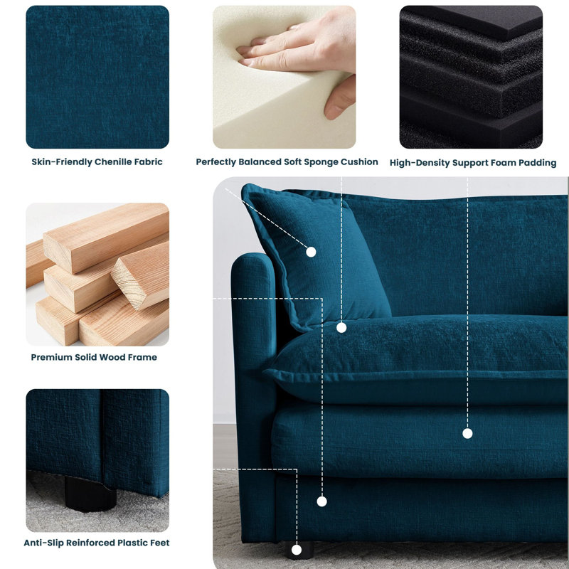 Timarh Oversized Accent Chair - Big Comfy Modular Cloud Chair, Blue