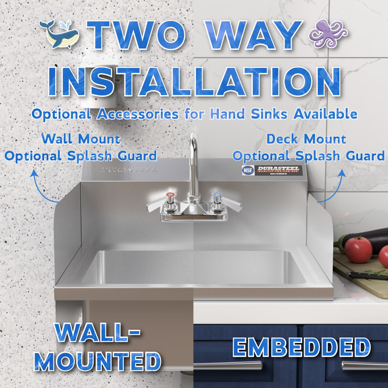 Stainless Steel Wall Mounted Handwash Station with Chrome Faucet